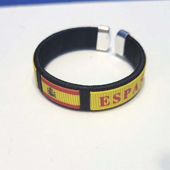 Vintage Espana Spain Flag Cuff Bracelets Pair - Picture 2 of 7